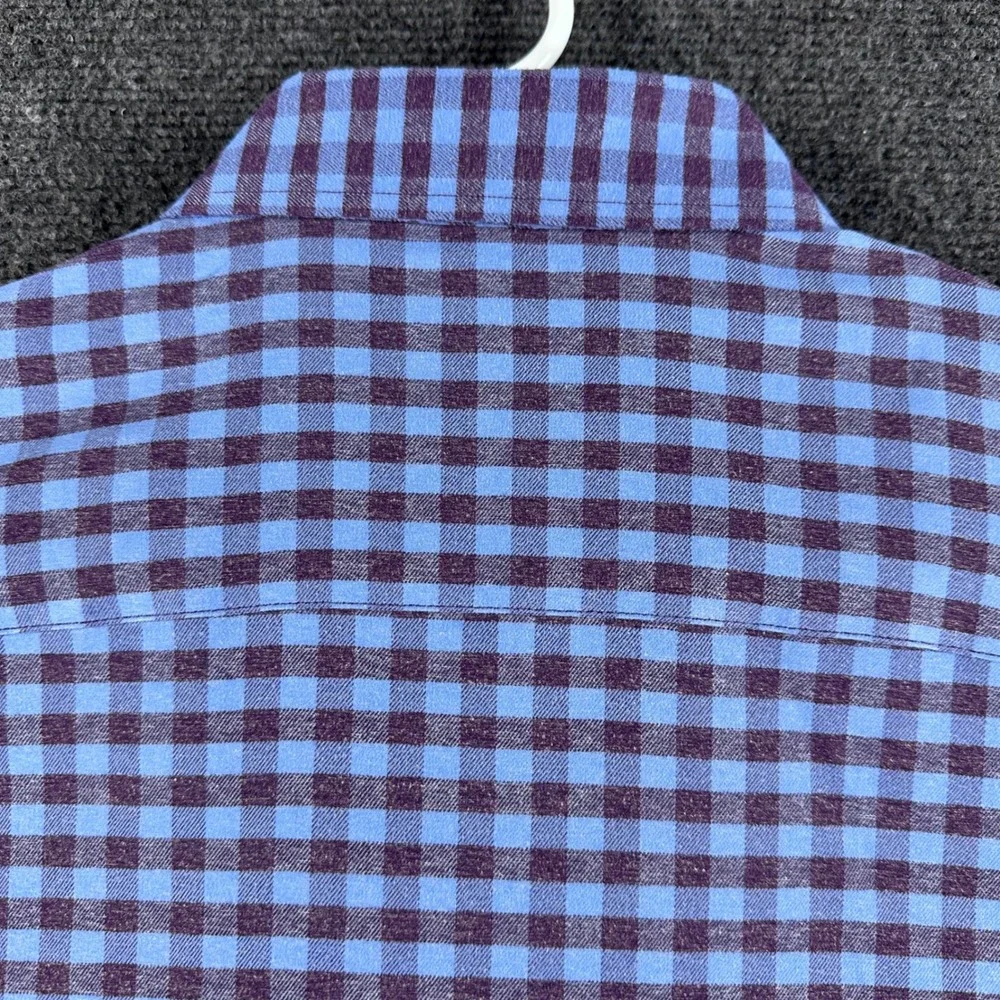 Peter Millar Button Down Mens L Large Blue Purple Gingham Crown Long Sleeve